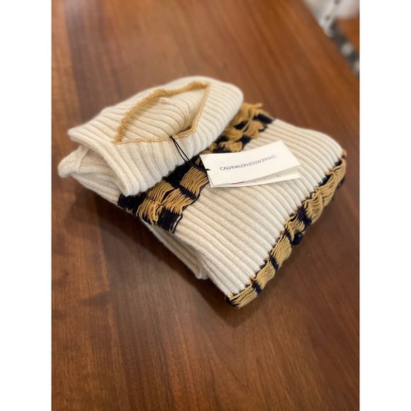 Calvin Klein 205W39NYC Quilt Jacquard Stripe Sweater Ivory Medium New Nwt Womens - Picture 12 of 16